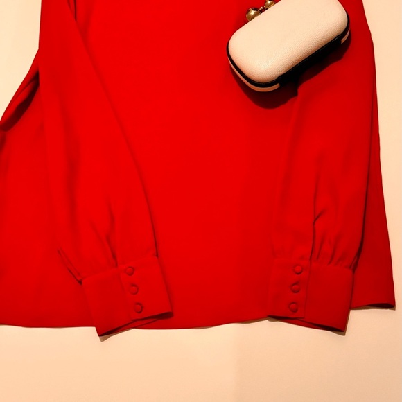 Ann Taylor Vibrant Red Long Sleeve Blouse M - Picture 2 of 5